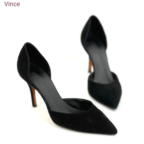 Vince Celeste D'orsay Black Suede Heels - Picture 1 of 16